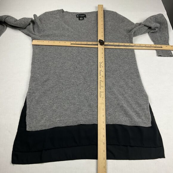 C by Bloomingdales Cashmere Tunic Sweater Small Gray Layered Hem Soft Pullover - Picture 5 of 9